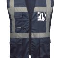 GILET VIGILE UNISEXE MULTIPOCHES SECURITE REFLECT. 100% POLYESTER, 125 G/M² - TS A 3XL - MARINE
