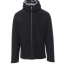 blouson tech-line unisexe softshell a capuche 330. nylon / elasthanne / matelassage / membrane tpu, 330 g/m² - txs a 5xl - noir