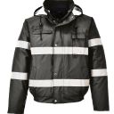 blouson vigile unisexe intemperies froid negatif securite reflect. polyester / pu / polyester, 420 g/m² - ts a 3xl - noir