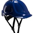 casque industrie abs, non-ventile, dielectrique, cremailliere, coiffe textile et jugulaire 4 points - bleu