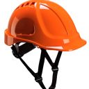 casque industrie abs, non-ventile, dielectrique, cremailliere, coiffe textile et jugulaire 4 points - orange