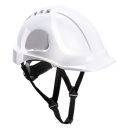 casque btp / industrie abs, ventile, cremailliere, coiffe textile et jugulaire 4 points - blanc