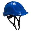 casque btp / industrie abs, ventile, cremailliere, coiffe textile et jugulaire 4 points - bleu