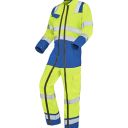 combinaison de travail 2 zip haute visibilite v-line. coton / polyester. en iso 13688, en iso 20471 cl3. t36/38 À 60/62 - jaune/azur