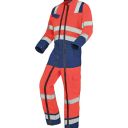 combinaison de travail 2 zip haute visibilite v-line. coton / polyester. en iso 13688, en iso 20471 cl3. t36/38 À 60/62 - rouge/marine