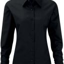 chemise femme manches longues. coton oxford / polyester. txs a 4xl - noir