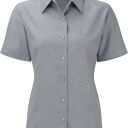 chemise femme manches courtes. coton oxford / polyester. txs a 4xl - gris