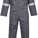 combinaison de travail 1 zip ignifugee anti-flamme reflect poches genoux soudeur. ts a 3xl - gris