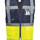 gilet haute visibilite bicolore multipoches. 100% polyester, 125 g/m². en 13688, en iso 20471 cl1. ts a 3xl - jaune/marine