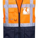 gilet haute visibilite bicolore multipoches. 100% polyester, 125 g/m². en 13688, en iso 20471 cl1. ts a 3xl - orange/marine