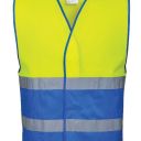 gilet haute visibilite bicolore. 100% polyester, 125 g/m². en 13688, en iso 20471 cl1. ts/m À xxl/3xl - jaune/bleu royal