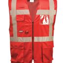 gilet vigile unisexe multipoches securite reflect. 100% polyester, 125 g/m² - ts a 3xl - rouge