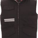 gilet tech-line unisexe matelasse ripstop imper/respirant. 100% polyester ripstop 240t, 200 g/m². txs à 5xl - noir