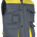 gilet unisexe matelasse multipoches image. polyester/coton, 420 g/m². ts a 3xl - gris/jaune