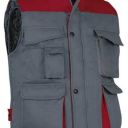 gilet unisexe matelasse multipoches image. polyester/coton, 420 g/m². ts a 3xl - gris/rouge