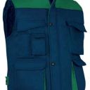 gilet unisexe matelasse multipoches image. polyester/coton, 420 g/m². ts a 3xl - marine/vert