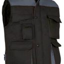 gilet unisexe matelasse multipoches image. polyester/coton, 420 g/m². ts a 3xl - noir/gris