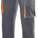 pantalon stretch unisexe combi-fluo. 16% polyester / 46% coton / 38% emet, 240 g/m². t34 a 60 - gris/orange fluo