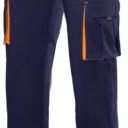 pantalon stretch unisexe combi-fluo. 16% polyester / 46% coton / 38% emet, 240 g/m². t34 a 60 - marine/orange fluo