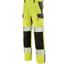 pantalon de travail haute visibilite poche genoux bio eco responsable. polyester recycle / coton bio. en iso 13688, en iso 20471 cl2, en 14404. t36 À 60 - jaune/gris