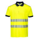 polo haute visibilite flexivision coton confort bicolore manches courtes. coton / polyester, 175 g/m². en iso 20471 cl2. ts À 3xl - jaune/marine