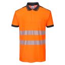 polo haute visibilite flexivision coton confort bicolore manches courtes. coton / polyester, 175 g/m². en iso 20471 cl2. txs À 4xl - orange/noir