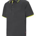 polo unisexe combi-fluo manches courtes. 40% polyester / 60% coton, 180 g/m². txs a 3xl - gris/jaune fluo