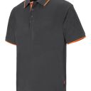 polo unisexe combi-fluo manches courtes. 40% polyester / 60% coton, 180 g/m². txs a 3xl - gris/orange fluo