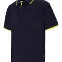 polo unisexe combi-fluo manches courtes. 40% polyester / 60% coton, 180 g/m². txs a 3xl - marine/jaune fluo