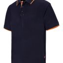 polo unisexe combi-fluo manches courtes. 40% polyester / 60% coton, 180 g/m². txs a 3xl - marine/orange fluo