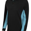 polo unisexe combi-duo manches longues. 60% coton / 40% polyester, 180 g/m². txs a 3xl - noir/bleu ciel