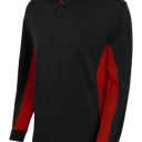 polo unisexe combi-duo manches longues. 60% coton / 40% polyester, 180 g/m². txs a 3xl - noir/rouge