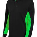 polo unisexe combi-duo manches longues. 60% coton / 40% polyester, 180 g/m². txs a 3xl - noir/vert