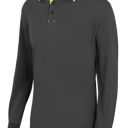 polo unisexe combi-fluo manches longues. 40% polyester / 60% coton, 180 g/m². txs a 3xl - gris/jaune fluo