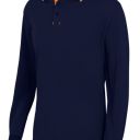 polo unisexe combi-fluo manches longues. 40% polyester / 60% coton, 180 g/m². txs a 3xl - marine/orange fluo