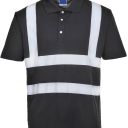 polo vigile unisexe securite reflect. 100% polyester, 155 g/m² - ts a 6xl - noir