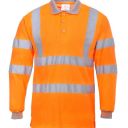 polo haute visibilite manches longues. 100% polyester, 175 g/m². en 13758-2, en iso 13688, en iso 471 cl2. txs À 4xl - orange fluo