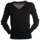 pull femme col v manches longues. coton / laine. ts a xxl - noir