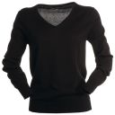 pull femme col v manches longues. coton / laine. ts a xxl - noir