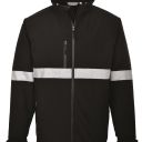 blouson vigile unisexe intemperies softshell securite reflect. polyester / elasthane / polaire, 310 g/m² - ts a 3xl - noir