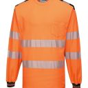 tee-shirt haute visibilite flexivision coton confort bicolore manches longues. coton / polyester, 175 g/m². en iso 20471 cl3. ts À 5xl - orange/noir