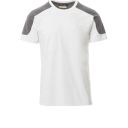 tee-shirt tech-line unisexe bicolore 165 manches courtes. coton / polyester, 165 g/m². txs a 5xl - blanc/gris fonce