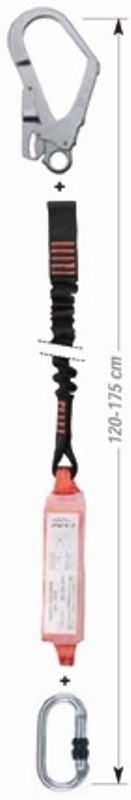LONGE ANTICHUTE EXTENSIBLE AVEC ABSORBEUR D’ÉNERGIE INTÉGRÉ ET CONNECTEURS. ABSORBER-I-EXT-MGO KARAM 175 CAMP.
