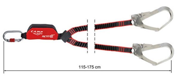 LONGE ANTICHUTE EXTENSIBLE Y AVEC ABSORBEUR D’ÉNERGIE INTEGRE ET CONNECTEURS. ABSORBER-Y-EXT-MGO KARAM 175 CAMP. "JAEP"
