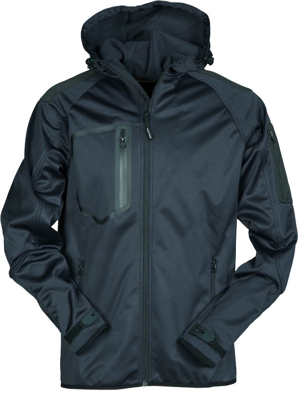 BLOUSON TECH-LINE HOMME EXTREME CONFORT SOFTSHELL A CAPUCHE. NYLON / ELASTHANNE / POLAIRE / MEMBRANE TPU, 320 G/M² - TXS A 5XL - MARINE
