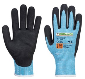 GANT ANTI-COUPURE ISO (cut) F, MOUSSE NITRILE, Revêtement de la paume et doigts,HPPE, Fibre d'acier, Basalte,Elastique, Polyester, Elasthanne, Jauge 13, ANSI cut level A7