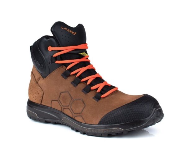 CHAUSSURE DE SECURITE MIXTE, TREKKING HAUT MARRON BOUT RECOUVERT TPU, METAL FREE, ESD, HRO - CE EN ISO 20345 S3 HRO SRC ESD - 35/48