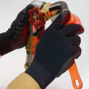 GANT MULTIRISQUES, FROID -30°C, TRICOTE UNE PIECE, ENDUCTION HPT PAUME ET BOUT DES DOIGTS NOIRE, POIGNET ELASTIQUE, T8 A 12