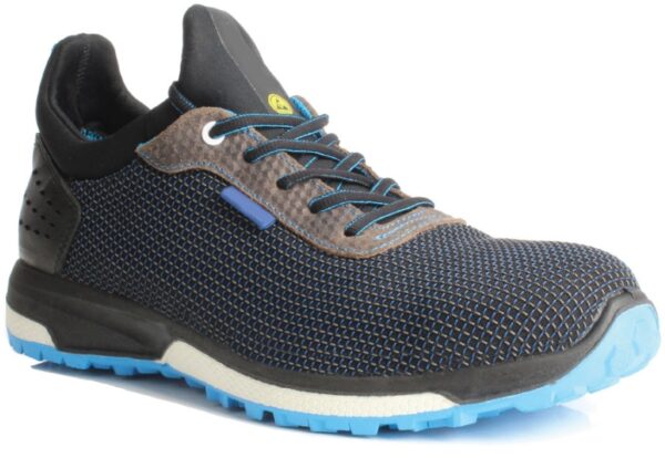 TENNIS DE SECURITE MIXTE, RUNNING NOIR/BLEU, ULTRA-SOUPLE, METAL FREE, ESD, HRO - CE EN ISO 20345 S3 SRC ESD