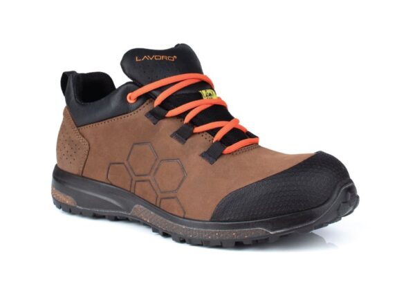 CHAUSSURE DE SECURITE MIXTE, TREKKING BAS MARRON BOUT RECOUVERT TPU, METAL FREE, ESD, HRO - CE EN ISO 20345 S3 HRO SRC ESD - 35/48